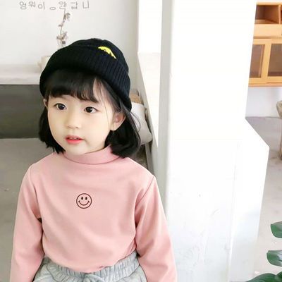 76291/儿童德绒保暖加厚打底衫2021秋冬女童宝宝半高领长袖T恤中大童