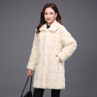 76733/丹麦貂绒大衣女2021冬季新款皮毛一体中长款加厚高端气质毛呢外套