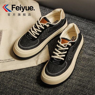 91606/Feiyue/飞跃帆布鞋女2021秋季新款牛仔面包鞋百搭厚底馒头休闲鞋