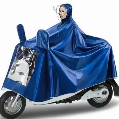 单人加厚面料电动摩托车封闭式休闲提花双人加长版新款防暴雨雨衣