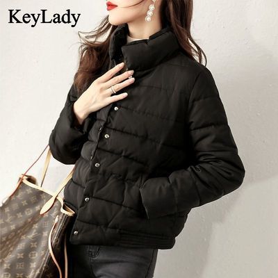 118688/KeyLady 棉服女装2021冬季新款黑色时尚短款宽松显瘦棉衣薄款上衣