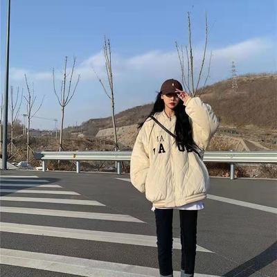 90832/美式复古情侣款夹棉加厚棒球服2021冬季新款学生宽松棉服加绒外套【10月26日发完】