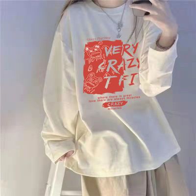 88965/长袖t恤女甜酷设计感小众宽松韩版秋冬秋上衣服ins潮系内搭打底衫