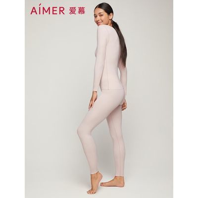 106163/爱慕保暖内衣舒柔净痕高颜值亲肤圆领长袖长裤AM746861