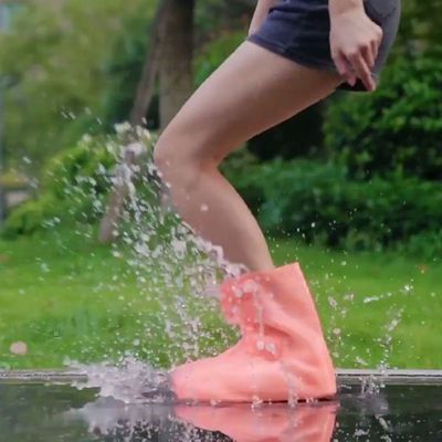 91077/雨鞋防雨防水雨靴防滑加高加厚耐磨硅胶学生男女易洗中高筒水鞋套