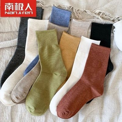 91576/南极人袜子女中筒袜夏秋季长筒袜ins韩版长袜女款纯色日系堆堆袜