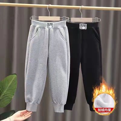 91756/儿童休闲秋冬加绒运动裤韩版宽松束脚童装裤子简约2021新款宝宝裤