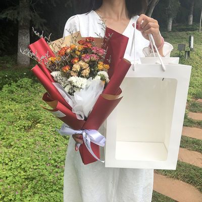 尤加利勿忘我洋桔梗干花花束ins网红送礼干花黄金球家居装饰摆件 虎窝拼
