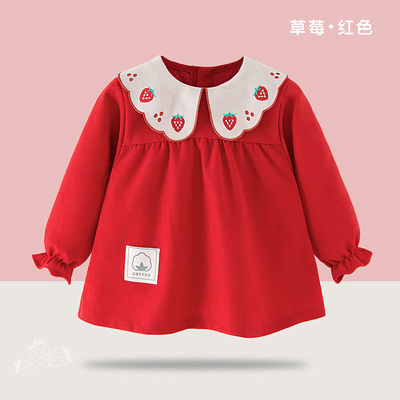 106562/儿童罩衣女孩防水秋冬外传洋气宝宝吃饭衣围裙长袖防脏反穿衣护依