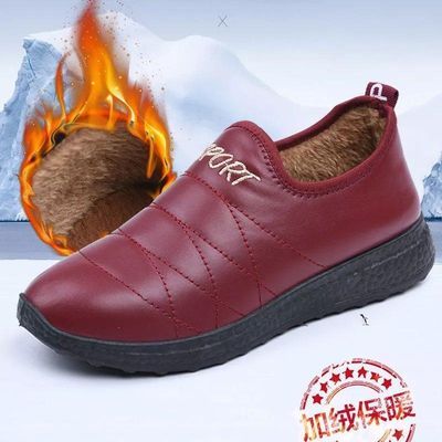 老北京布鞋冬季保暖棉鞋女士防水加绒短靴防滑加厚平底妈妈鞋棉靴
