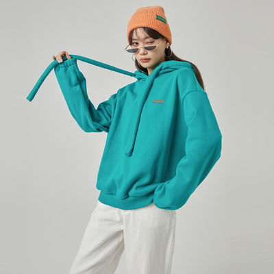 109440/LA CRAWFISH 纯色粗绳连帽宽松卫衣女加绒加厚2021冬新款休闲上衣