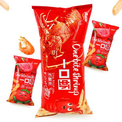 91708/喜盈盈一口虾酥条超大包零食鲜虾条168g赠52g*2包