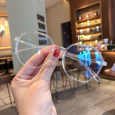 92486/防蓝光抗辐射眼镜近视女韩版潮素颜神器圆脸黑框大框男潮护眼平光