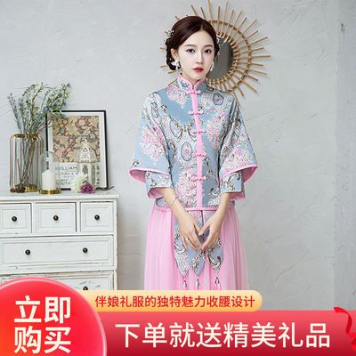 中式伴娘服2023新款新娘伴娘团结婚姐妹裙中国风长款秀禾显瘦礼服