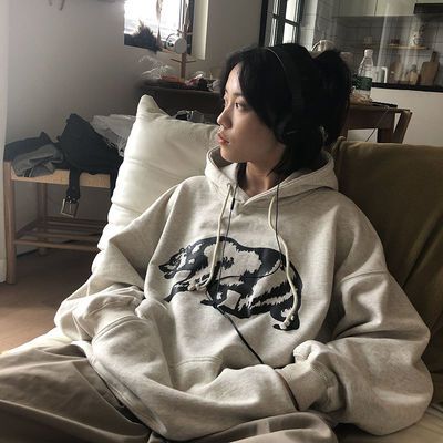 92784/加绒加厚连帽卫衣女2021秋冬新款韩版慵懒风宽松学生百搭长袖外套