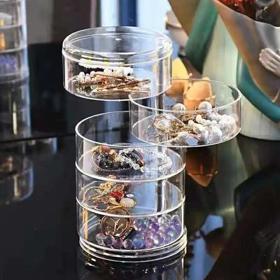 93106/透明化妆品防尘旋转头绳饰品置物架耳钉发卡口红桌面首饰收纳盒