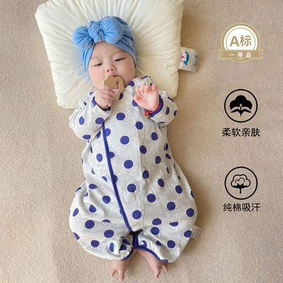 全棉婴幼儿分腿睡袋宝宝睡觉神器0到2岁四季通用款防踢一体式睡衣
