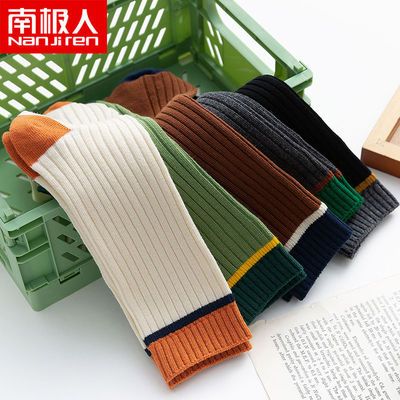 129098/南极人2/5双袜子女中筒秋冬堆堆袜长筒袜学院风日系复古春ins潮