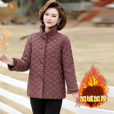 105813/21冬季新款立领中老年人妈妈装加厚加绒保暖衣中年妈妈棉袄