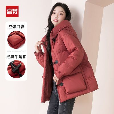 107624/高梵白鸭绒羽绒服2021年新款女复古时尚连帽中长款秋冬外套