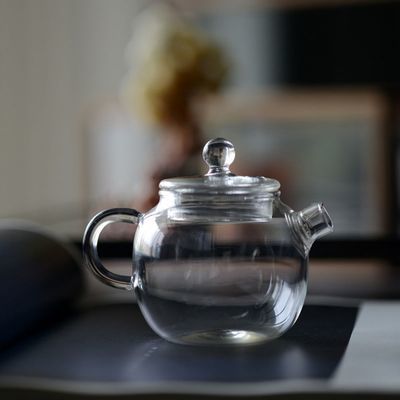日式迷你透明小茶壶耐高温玻璃手工透明冲泡茶器手抓壶巨轮珠壶承