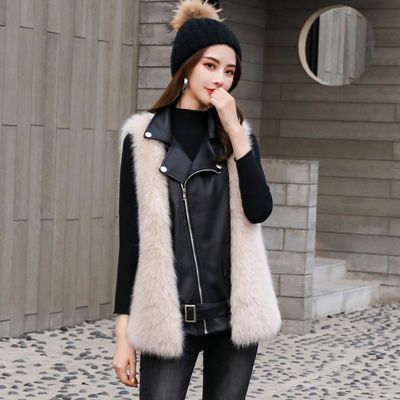 126276/TERRE BLEUE派克服女秋冬新款韩版短款背心机车皮毛一体女士马甲