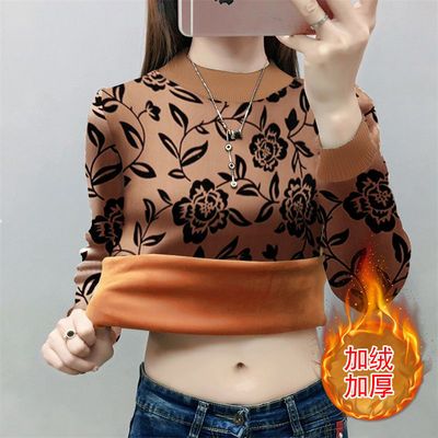 105766/加绒加厚打底衫女冬装2021新款时尚大码女装洋气内搭长袖T恤上衣