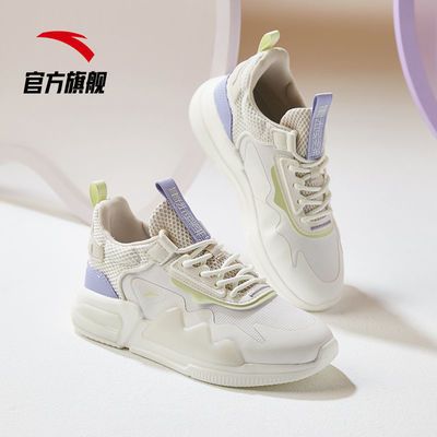 105756/安踏女鞋拒绝平庸休闲鞋2021秋季新款革网拼接潮流时尚女士运动鞋