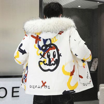 106383/情侣装国潮男士羽绒服2021新款冬季加厚保暖外套潮流小恶魔印花