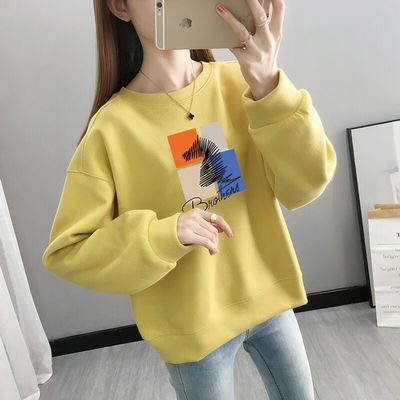 106058/【抢福利款十个色】加绒卫衣女韩版宽松潮流圆领百搭ins套头上衣
