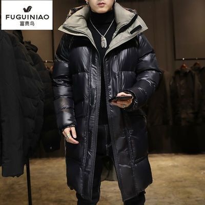 109801/真羽绒服中长款男士2021最新款韩版潮修身高端白鸭绒冬季保暖外套