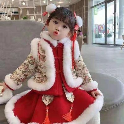 131733/新款秋冬季拜年服女童秋装公主裙洋气中国风刺绣唐装汉服两件套装