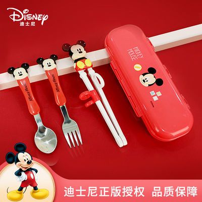 迪士尼儿童筷子勺子餐具套装卡通男婴儿宝宝学习训练辅食餐碗叉勺
