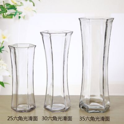 光面花瓶桌面玻璃花器客厅摆件百合透明花瓶玻璃水培花瓶水培植物