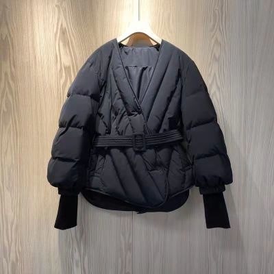 133861/2021冬季新款90白鸭绒欧洲站V领收腰小个子羽绒服外套女短款欧货