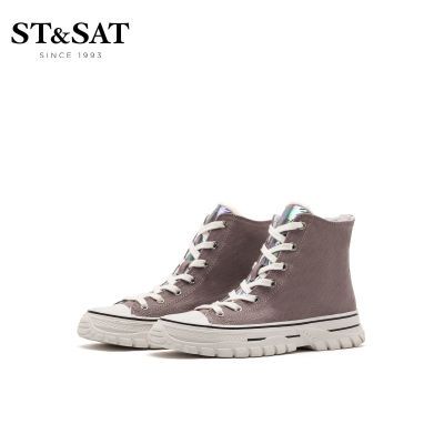 150606/St&Sat/星期六秋季休闲新款圆头低跟女高帮帆布鞋女鞋SS93116728