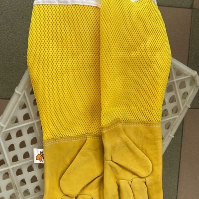 防蜂手套加厚防护防蛰网眼透气网布蜜蜂养蜂捉蜂养蜂羊皮手套软皮