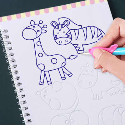 儿童凹槽画画本幼儿园宝宝临摹涂鸦手绘涂色简笔画图绘画书描红本