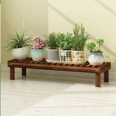 防腐实木花架子阳台单个落地式室内多层多肉绿萝客厅置物盆架简约