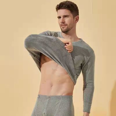 114239/X莫代尔男士加绒加厚保暖上衣服冬季长袖t恤打底衫男上衣