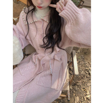 117637/2021冬季新款韩版ins宽松针织毛衣外套半身纱裙两件套装女学生甜
