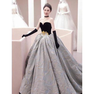 170520/明星同款宴会晚礼服裙女2022新款高端气质优雅拖尾年会主持人长款