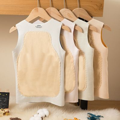 儿童德绒保暖内衣护肚护背宝宝背心秋冬打底自发热防寒无骨内衣