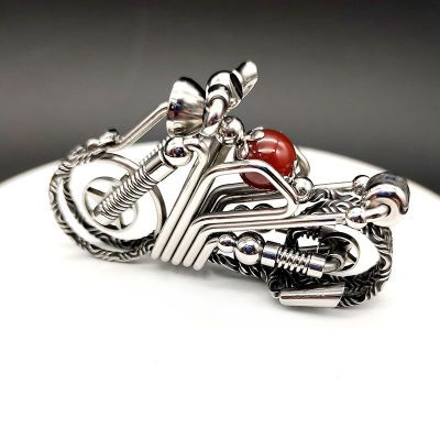 摩托车钥匙扣不锈钢手工diy个性定制男编织汽车挂件礼品钥匙链圈