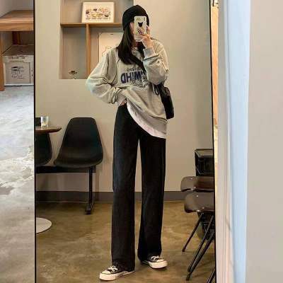 121678/C牛仔裤女直筒秋季2021新款BF弹力显瘦高腰显瘦修身百搭拖地裤潮