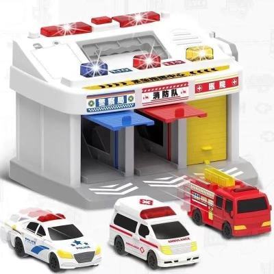 男玩具音乐车库警察消防急救紧急指挥站停车场玩具儿童指挥玩具车