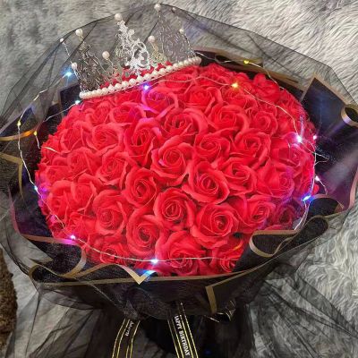99朵超大玫瑰花束香皂花假花情人节送老婆女友闺蜜求婚生日礼物