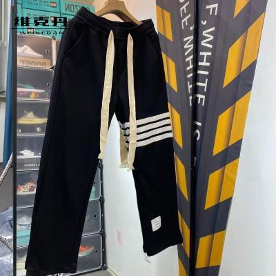181863/2022开春新款网红潮牌直筒男休闲四条杠裤子百搭垂感文艺运动长裤