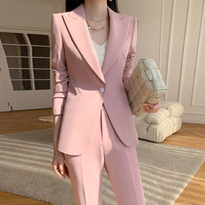 粉色西装套装女2022春季新款职业工作服名媛小香风高级感西服套装