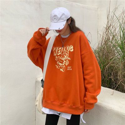 139357/港风ulzzang早春无帽卫衣女秋冬ins宽松韩版bf慵懒风加厚百搭上衣